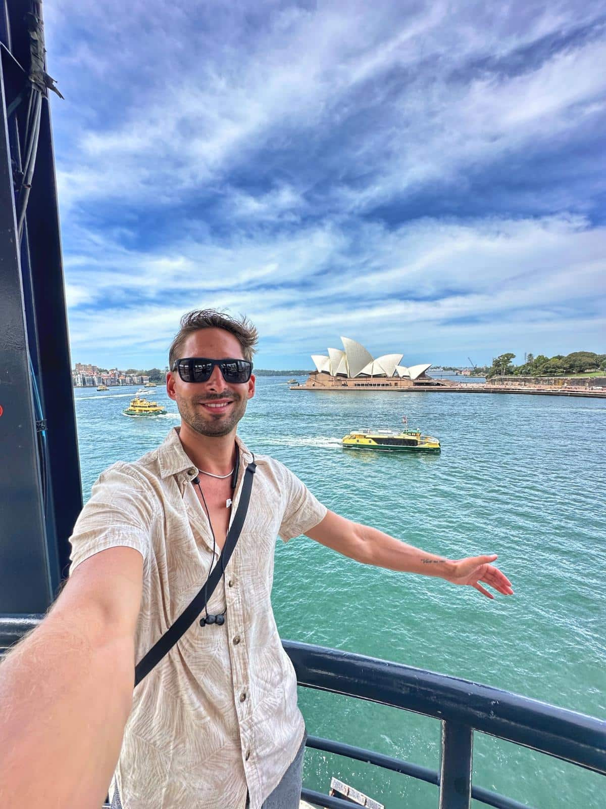 Tim Kroeger On A Sydney Ferry With The Opera House In The Background