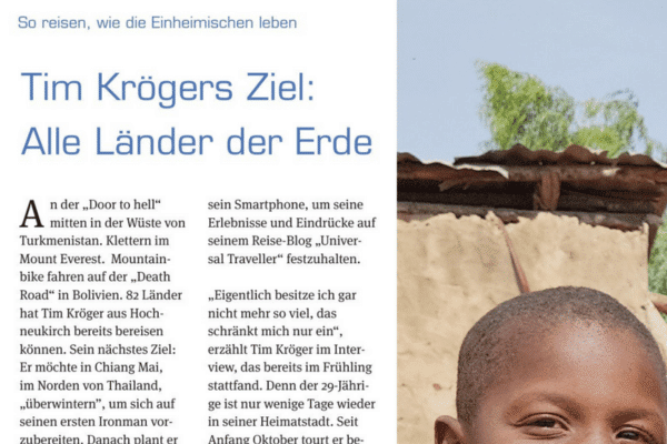 Tim Kroeger Universal Traveller Neuss Grevenbroicher Zeitung Alle Laender der Welt bereisen